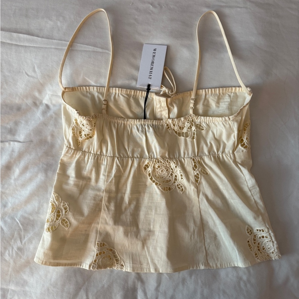 Cream Floral Lace Cut Out Top - Picture 4 of 5